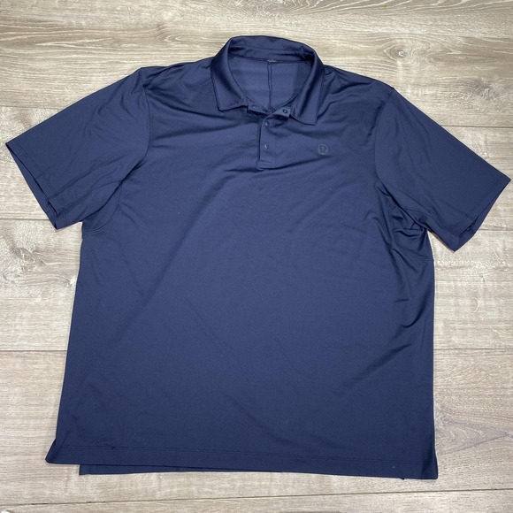 Lululemon Polo Shirt Mens Extra Large Navy Blue Performance Golf Snap Placket - Picture 1 of 8